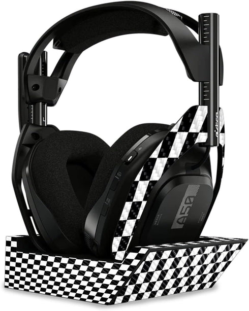 MightySkins Carbon Fiber Skin Compatible with Astro A50 Wireless Headphones + Base Station (Gen 4) - Check | Protective, Durable Textured Carbon F...