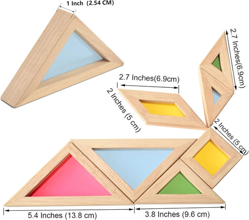 BOHS Translucent Tangram with Multilingual Activity Cards - 1 Inch Thickness - Preschool Gift - Kids kindergarten Light Table Accessories/Window P...