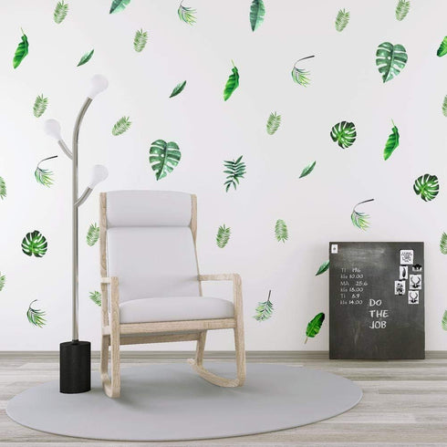 Leaf Wall Decals, H2MTOOL 64 PCS Removable Tropical Plants Tree Leaves Stickers for Kids Nursery Room Decor...