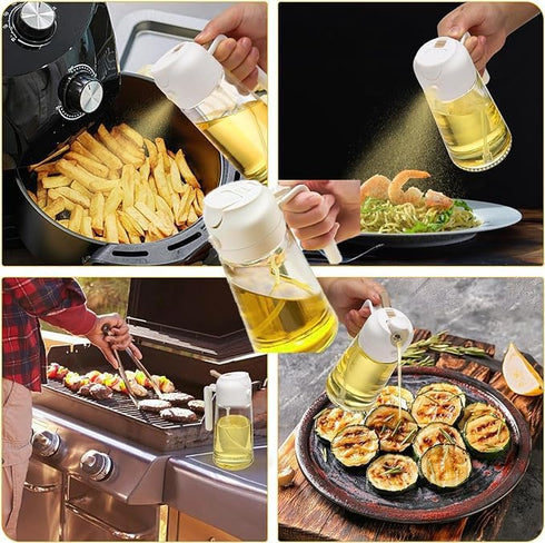 16oz Oil Sprayer for cooking,Olive oil Sprayer - Versatile Kitchen Tool for Healthy Cooking 2 in 1 Oil Dispenser Bottle -Suitable for Air Fryers, ...