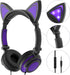 Kids Headphones with light up cat ears On Ear LED Kitty Headphones with Mic for Kids Boys Girls Children Wired Headset for School Learning Tablet ...
