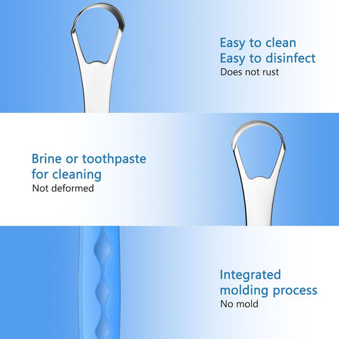 Yinkin 2 Pcs Tongue Scraper for Adults and Kids Cleaner Stainless Steel Tongue Scraper Metal Tongue Brushes Set with Travel Cases for Breath Reduc...