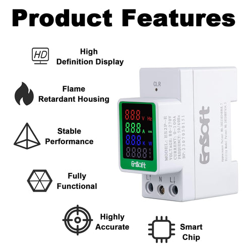 AC Digital Energy Meter,AC 80-270V 100A Ampermeter Voltmeter Ammeter Voltage Tester Amps Watt Kwh Frequency Power Factor Meter Multimeter (Built-i...