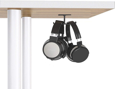Headphone Hanger Stand Under Desk Hook Aluminum Stick-On Adhesive Dual Headsets Holder Mount PC Gaming Accessories for All Headphones...