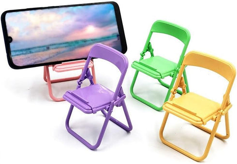 5Pcs Multicolour Mobile phone holder Simulation Mini Folding Back Small Chair Model Dollhouse Doll House Miniature Plastic Furniture Accessories S...