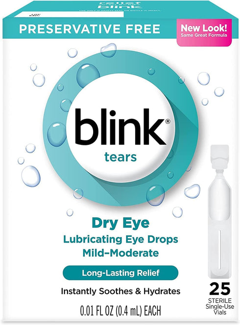 Blink Tears Lubricating Eye Drops Mild-Moderate Dry Eye .01 Fl Oz 25 Count...