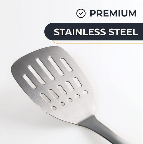 Deiss PRO Metal Spatula with Comfortable Wooden Handle - Kitchen Turner for Scraping, Turning Meat, Mixing Scrambled Eggs - Heat Resistant, Fish, ...
