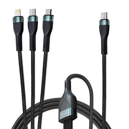 USB C to Lightning Cable, Premium 3-in-1 Multi Charging Cable, 5A Fast Charge & Data Transfer, 1.5m Nylon Braided USB-C, Lightning, Micro-USB, Uni...
