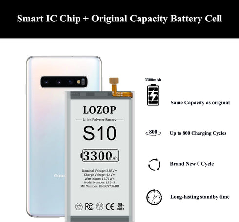 S10 Battery Replacement Kit for Samsung Galaxy S10 SM-G973U/U1/F/W/X and Other All G973 Models with Repair Tools Kit and User Manual...