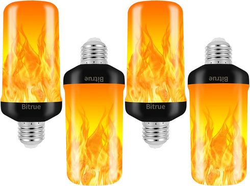 Bitrue LED Flame Effect Light Bulb, 4 Modes Flame Light Bulbs, E26 Base Fire Light Bulb with Gravity Sensor,Flickering Light Bulbs Halloween Home ...
