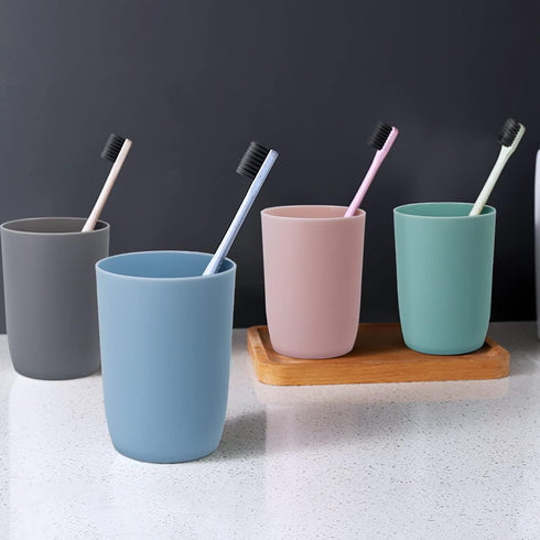 Topsky 4-Pack Bathroom Tumbler - Plastic Toothbrush Cup - Reusable Drinkware - Mouthwash Cup...