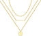 Harlorki Dainty Simple 14K Gold Plated Layered Paperclip Chain Choker Bar Round Disk Pendant Necklace Fashion Jewelry Gift for Women Lady...