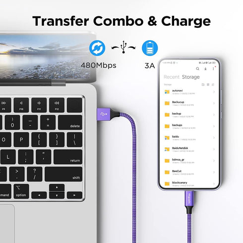 etguuds Purple USB C Cable 3.3ft Fast Charging, 2-Pack Type C Cable Braided USB to USB C Cable Compatible with Samsung Galaxy S23 S22 S21 S20 S10 ...