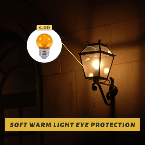 G40 Small dim Amber LED Edison 2000K 2 watt-15 watt Equivalent, E26 Base Low watt Soft Warm Light Bulbs for Healthy Sleep and Baby Nursery Light 4...