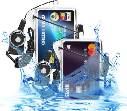 2pcs Sport Waterproof ID Card Badge Holder Case with Lanyard Cover Multiple Credit Cards, Registration, ins Card Heavy Duty Durable Locker Dry Box...