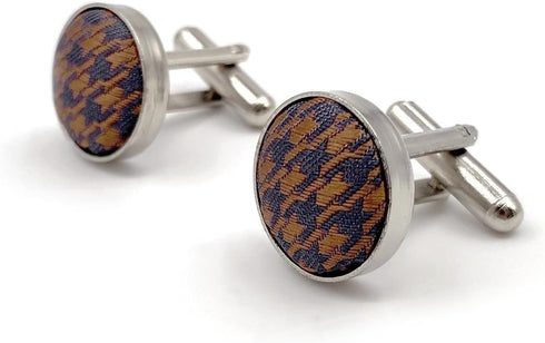 S&W SHLAX&WING Houndstooth Khaki Rose Beige Grey Matching Cufflinks...