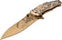 Masters Collection -Spring Assisted Open Folding Knife - Gold TiNite Coated Stainless Steel Blade w/Etched Dragon, Gold and Black 2-Tone Zinc Allo...