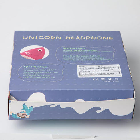 LOBKIN Unicorn Headphones Children, Cat Ear Headphones with Glowing LED, 85db Volume Limiter, Foldable Lightweight Children's Headphones with Micr...
