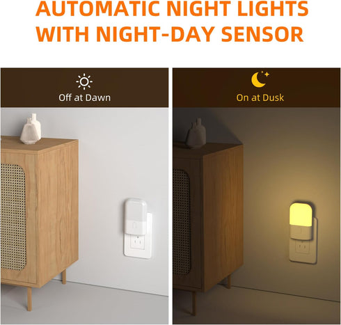Night Light LED Auto Dusk to Dawn Sensor Light for Kitchen, Bedroom, Kids Room, Hallway, Stairway, Painting Plug in Dimmable Nightlights Lamp Brig...