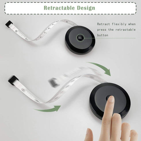 Tape Measure for Body Measuring, 60 inch Measuring Tape for Body Measurements, Double Scale Soft Tape Measure, 2PCS Retractable Fabric Tape Measur...