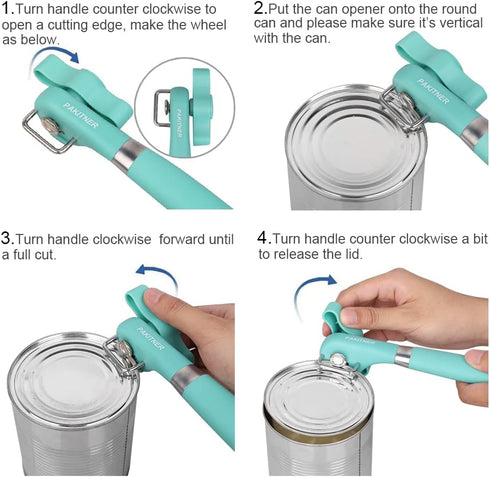 PAKITNER- Cut safe can opener, Manual can opener smooth edge - handheld Side cut can opener, Ergonomic Smooth Edge, Food Grade Stainless Steel Cut...
