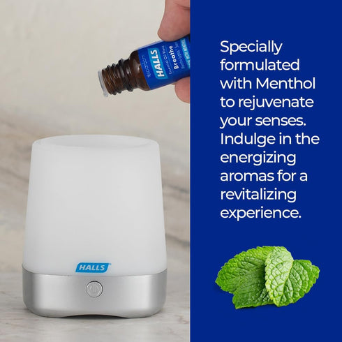 Halls Breathe Menthol with 100% Pure Essential Oils Blend for Diffusers and Aromatherapy, 10 mL, Mentho-Lyptus Scent...