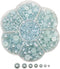 Chenkou Craft Random 1900pcs Assorted 7 Sizes(3/4/5/6/7/8/10mm) Blue Imitation Half Pearl Bead Flat Back Gem Scrapbook Craft DIY Loose Beads + Pla...