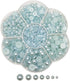 Chenkou Craft Random 1900pcs Assorted 7 Sizes(3/4/5/6/7/8/10mm) Blue Imitation Half Pearl Bead Flat Back Gem Scrapbook Craft DIY Loose Beads + Pla...