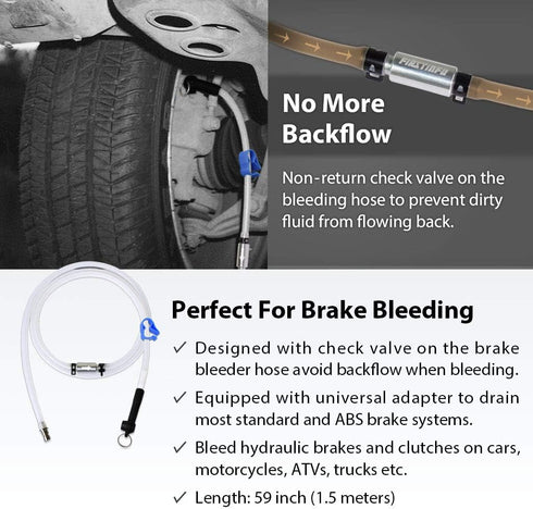 FIRSTINFO A1151G 4.9 Feet (59 inches) Long Automotive Brake Fluid Bleeder Bleeding Hose with Non Return One Way Check Valve for FIRSTINFO Brake Bl...