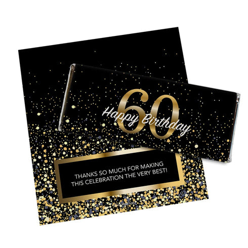 24ct 60th Birthday Party Favors Custom Wrappers for Chocolate Bars (24 Count) - Candy Not Included...