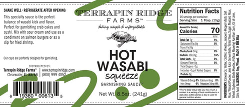 Terrapin Ridge Farms Hot Wasabi Garnishing Sauce – Spicy Wasabi Condiment for Sushi, Crab Cakes, Salmon & Dips, Vegan & Keto – 8.5 oz squeeze bott...