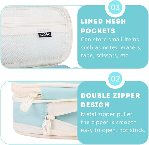 iSuperb Foldable Pencil Case Zipper Big Capacity Aesthetic Canvas Pencil Pouch Stationery Organizers Pen Bag for Kids Girls Boys Teen Student Scho...