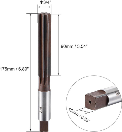 uxcell 3/4" Hand Reamer H8 Accuracy Alloy Tool Steel 8 Flutes Straight Shank Milling Cutter Tool...
