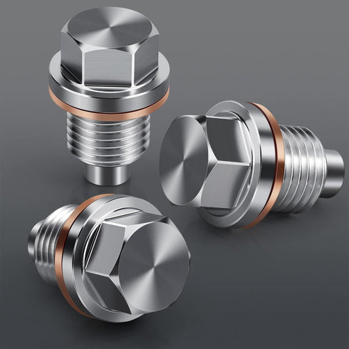 M12 x 1.25 Magnetic Aluminum Oil Drain Plug Sump Drain Nut Bolt With Copper Gasket Crush Washer Replacement for Toyota, Lexus, Chevrolet and Nissa...