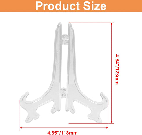 12 Pieces 5 Inch Clear Plastic Easels Plate Display Stands Holders Picture Easel for Weddings, Home Decoration Birthdays...