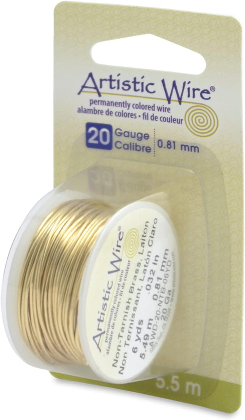 Artistic Wire 20 Gauge Tarnish Resistant Brass Craft Jewelry Wrapping Wire, Gold Color, 6 yd...