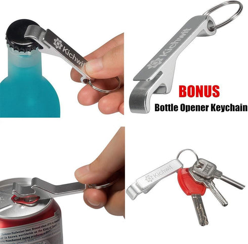 Kichwit Jar Opener for Arthritis, Stainless Steel Jar Lid Opener, for Small and Medium Jar Lids, Bottle Opener Keychain Included...