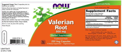 NOW Supplements, Valerian Root (Valeriana officinalis) 500 mg, Herbal Supplement, 250 Veg Capsules...