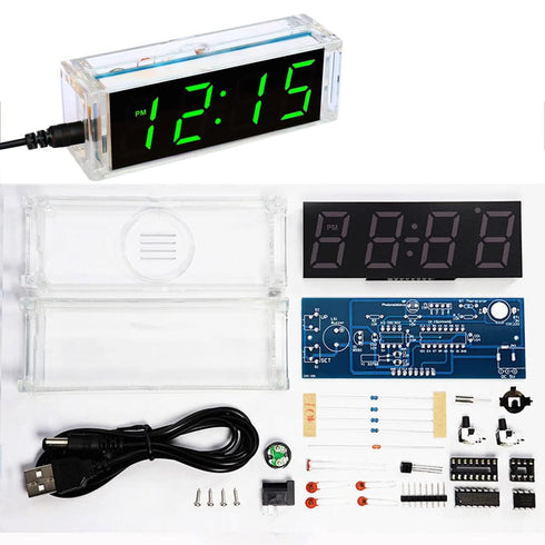 Gikfun 4-Digit LED Electronic Alarm Clock DIY Kits with Acrylic Shell Soldering Practice Learning Project EK1985-US......