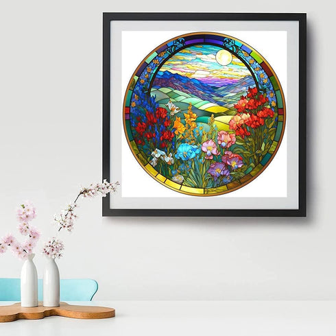 Stamped Cross Stitch Kits - Flower Mountain Landscape Counted Cross Stitch Kits for Beginners Adults,11 CT Patterns Dimensions Embroidery Kits Art...