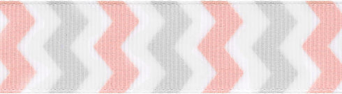 Morex Ribbon 97122/25-022 Polyester Chevron Natale Craft Supplies, 7/8" by 25 yd, Pink/Grey...