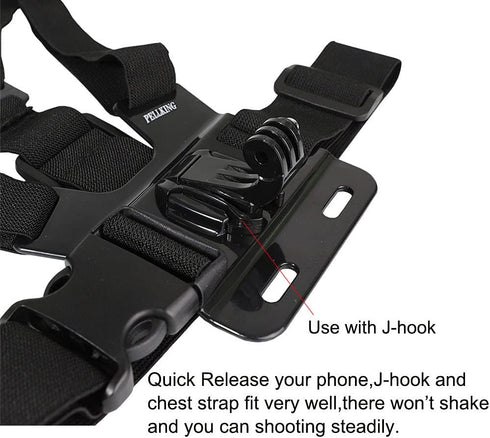 PellKing Mobile Phone Chest Mount Harness Strap Holder Cell Phone Clip Action Camera POV for Samsung iPhone Plus etc......