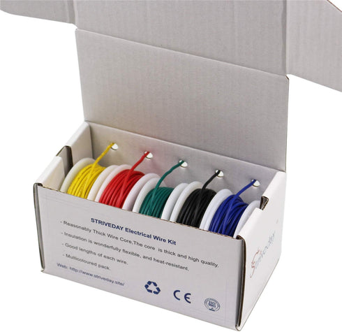 Striveday™ 30 AWG Tinned Copper Electric Wire Cable 30gauge Electrical Wires PVC Stranded Hookup Cables kit...