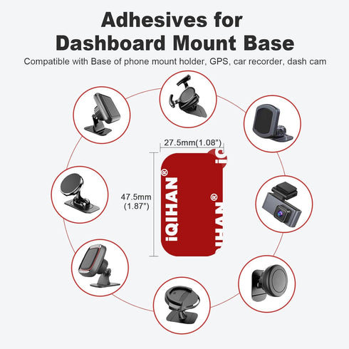 Sticky Adhesive Pads Replacement for Car Dashboard Magnetic Phone Mount Holder Base, 8pcs Rectangle Heat Resistance Double-Side Sticker Tapes for ...
