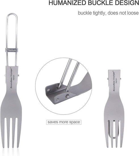iBasingo Titanium Spork Spoon Fork Knife with Folding Handle Ultralight Dinnerware Utensils for Camping Outdoor Picnic Hiking Travel Home use...