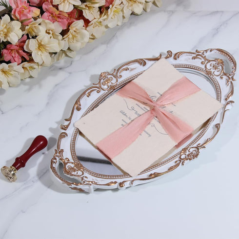 Yimi's Dream Handmade Fabric Ribbons, 1.5 inch x 20 Yard Rose Gold Satin Chiffon Ribbons with Frayed Edge for Wedding, Baby Shower, Christmas, Inv...