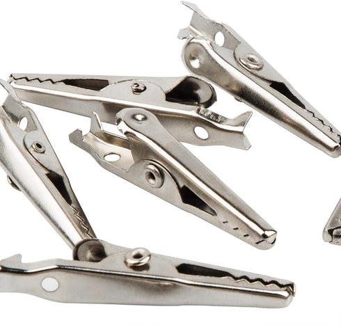 60 Pack 1.4''/35mm Silver Tone Alligator Clips,DanziX Crocodile Silver Tone Nickel Plated Electric Test Clamps with Red/Black Protective Insulatio...