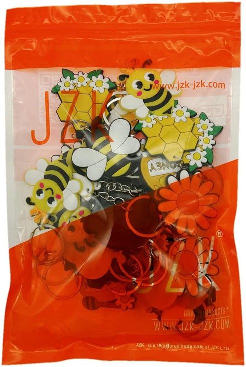 JZK 30 Pcs Cute honey bee keyrings set for kids, mini rubber keychains for children birthday party favours, kids party bag fillers, kids party tha...