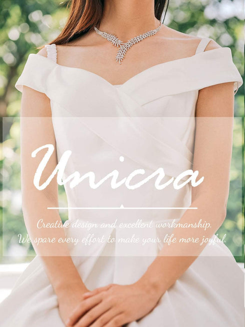 Unicra Bride Silver Necklace Earrings Set Crystal Bridal Wedding Jewelry Set Rhinestone Bridesmaid Party Choker Necklace Drop Dangle Earrings Sets...