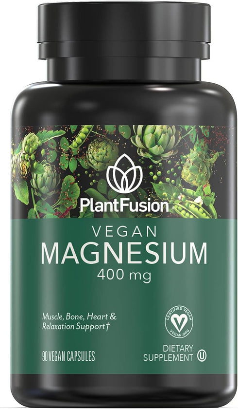 PlantFusion Vegan Magnesium 400 mg Dietary Supplement, Muscle, Bone, Heart & Relaxation Support, 90 Vegan Capsules...